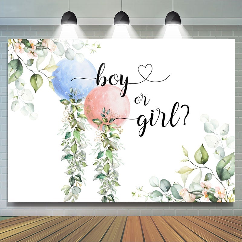 Lofaris Blue Pink Balloons Green Theme Baby Shower Backdrop