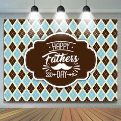 Lofaris Blue Plaid Simple Happy Fathers Day Party Backdrop