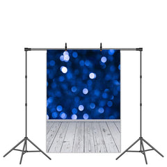 Lofaris Blue Simple Bokeh Wood Floor Birthday Party Backdrop