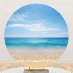 Lofaris Blue Sky And Beach Round Backdrop For Summer Scenery