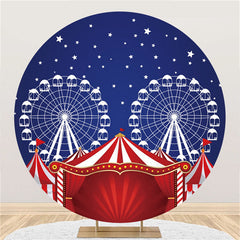 Lofaris Blue Sky And Red Circus Round Happy Birthday Backdrop