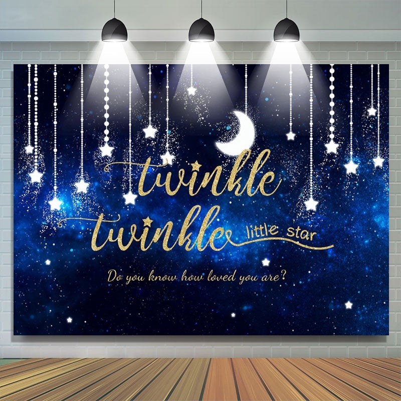 Lofaris Blue Twinkle Little Star Baby Shower Backdrop