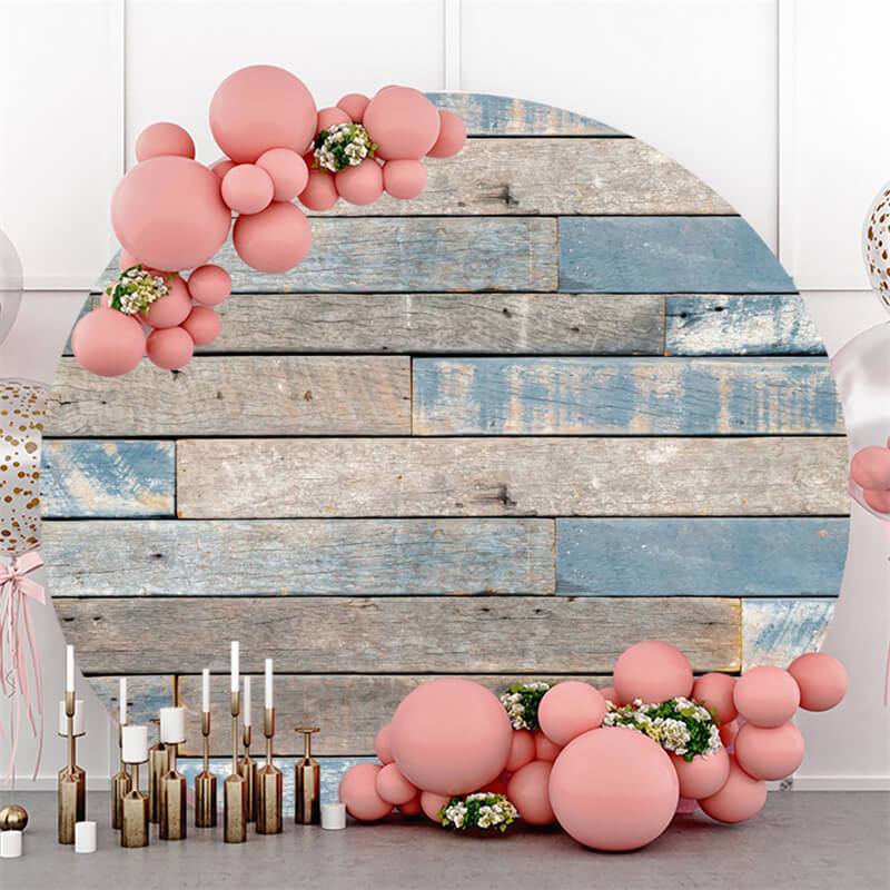 Lofaris Blue Wood Decoration Round Baby Shower Backdrop For Boy