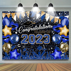 Lofaris Blue Yellow Balloons Congrats 2023 Grad Backdrop