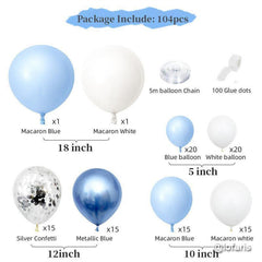 Lofaris Blue104 Pack Balloon Arch Kit | Party Decorations - White | Silver
