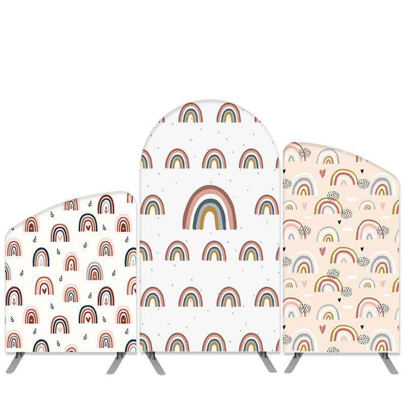 Lofaris Boho Rainbow Theme Love Pattern Birthday Arch Backdrop Kit