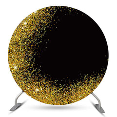 Lofaris Bokeh Gold Black Glitter Round Party Backdrop Cover