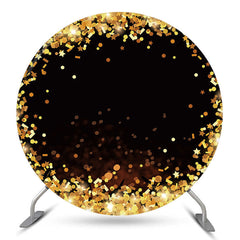 Lofaris Bokeh Golden Glitter Black Round Party Backdrop