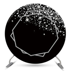 Lofaris Bokeh Silver Black Glitter Round Backdrop For Party