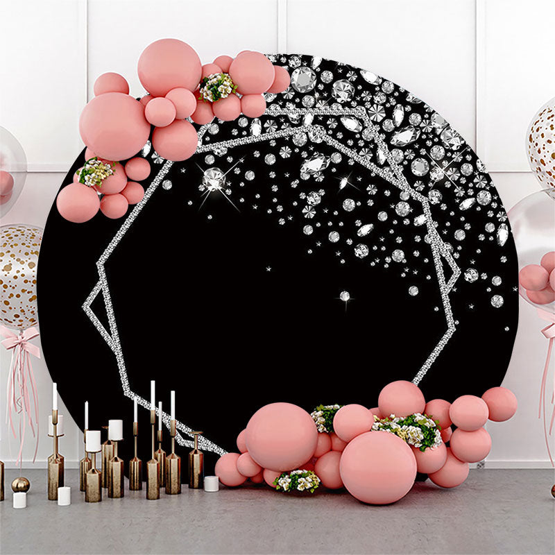 Lofaris Bokeh Silver Black Glitter Round Backdrop For Party