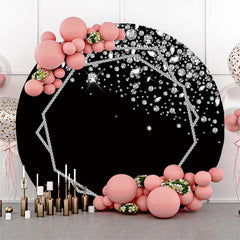 Lofaris Bokeh Silver Black Glitter Round Backdrop For Party