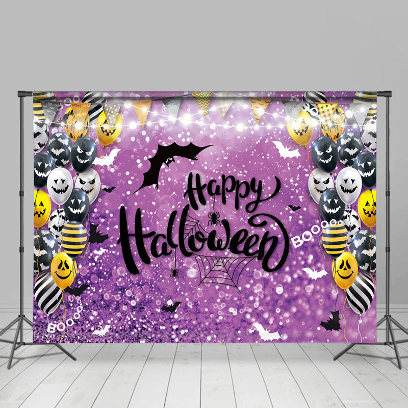 Lofaris Boo Balloons And Purple Bokeh Happy Halloween Backdrop