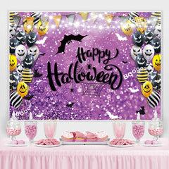 Lofaris Boo Balloons And Purple Bokeh Happy Halloween Backdrop