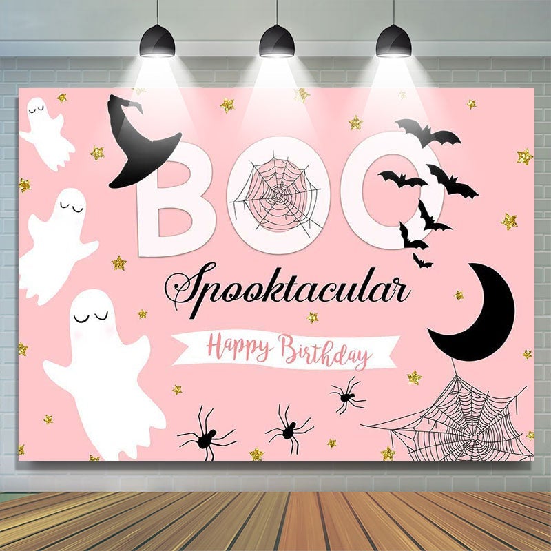 Lofaris BOO pink Halloween party birthday photo booth backdrop