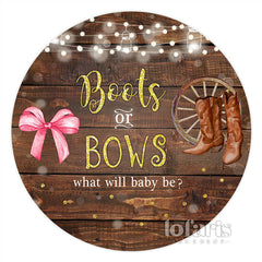 Lofaris Boots Or Bows Round Gender Reveal Baby Shower Backdrop