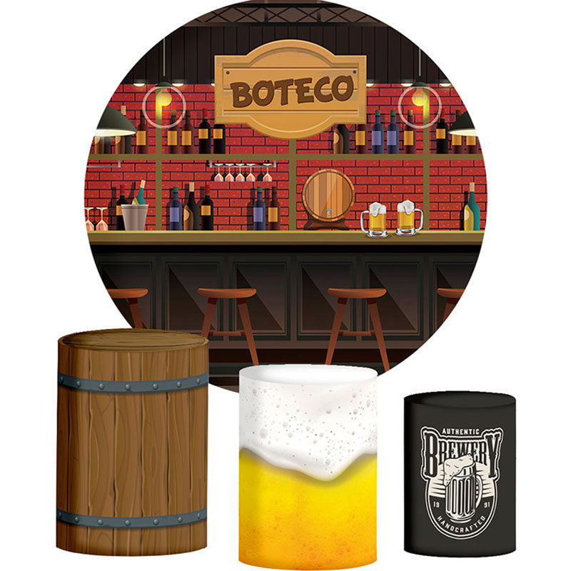 Lofaris Boteco Cowboy Style Bar Round Backdrop Kit For Party