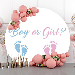 Lofaris Boy Or Girl Blue Pink Footprint Baby Shower Round Backdrop