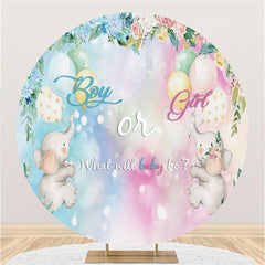 Lofaris Cute Elephant Balloon Round Baby Shower Backdrop