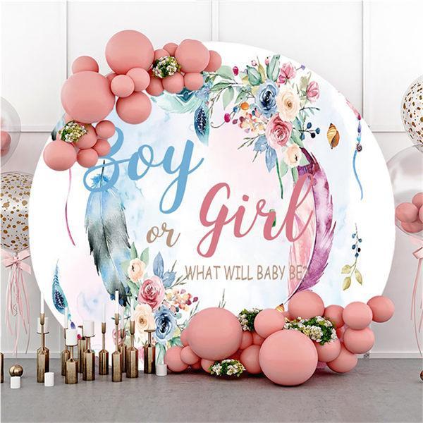 Lofaris Cute Floral Round Baby Shower Party Backdrop