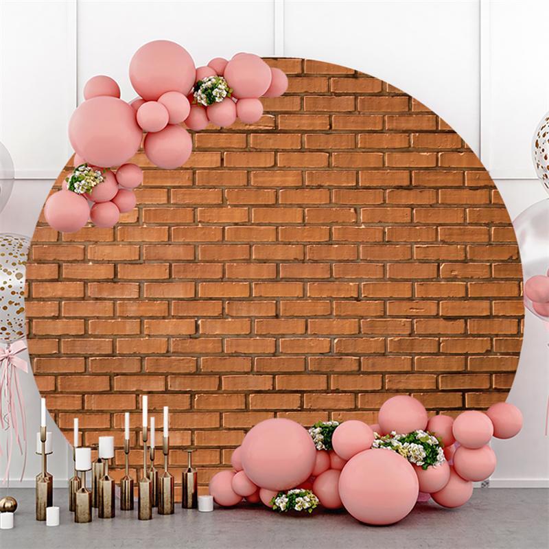 Lofaris Browenish Red Brick Simple Circle Backdrop For Boy