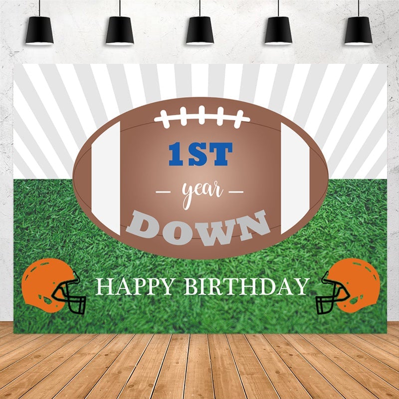 Lofaris Brown Ball And Grassland 1st Happy Birthday Backdrop