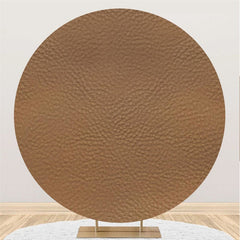 Lofaris Brown Leather Pattern Round Birthday Party Backdrop