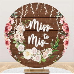 Lofaris Brown Wood Pink White Floral Miss To Mis Wedding Backdrop