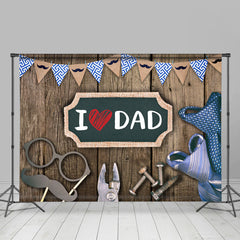 Lofaris Brown Wooden I Love Dad Happy Fathers Day Backdrop