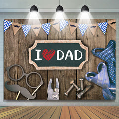 Lofaris Brown Wooden I Love Dad Happy Fathers Day Backdrop