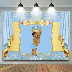 Lofaris Bule And Golden Crown Baby Shower Backdrop For Prince