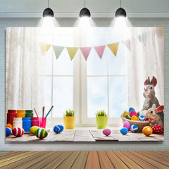 Lofaris Bunny And Sunny With White Window Baby Shower Backdrop