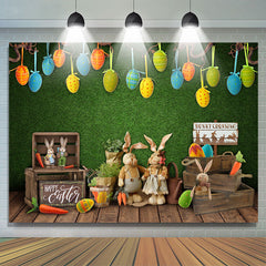 Lofaris Bunny Crossing And Wood Box Green Baby Shower Backdrop