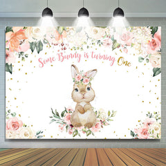 Lofaris Bunny Is Turning One And Floral Birthday Theme Backdrop