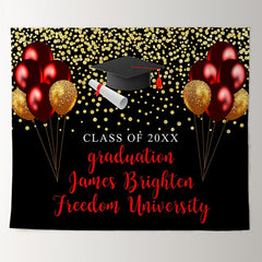 Lofaris Burgundy And Glitter Gold Balloons Graduation Backdrop