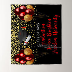 Lofaris Burgundy And Glitter Gold Balloons Graduation Backdrop