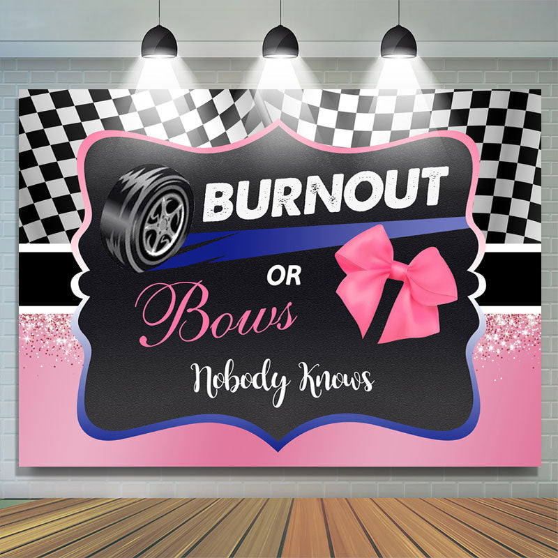 Lofaris Burnout Or Bows Black and Pink Baby Shower Backdrop