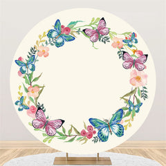 Lofaris Butterfly And Wreath Happy Birthday Circle Backdrop