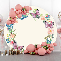 Lofaris Butterfly And Wreath Happy Birthday Circle Backdrop