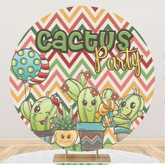 Lofaris Cactus Party Coloful Balloon Baby Round Backdrops