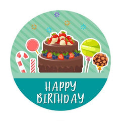 Lofaris Cake And Candy Green Round Happy Birthday Backdrop