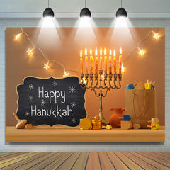 Lofaris Candle Light Happy Hanukkah Party Backdrop Decor