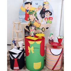 Lofaris Cartoon Classroom With Students Round Backdrop Kit