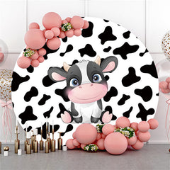 Lofaris Cartoon Cow Happy Birthday Circle Backdrop For Party