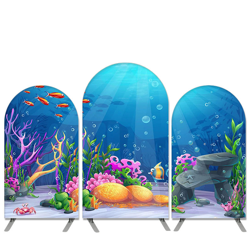 Lofaris Cartoon Under The Sea World Theme Birthday Arch Backdrop Kit