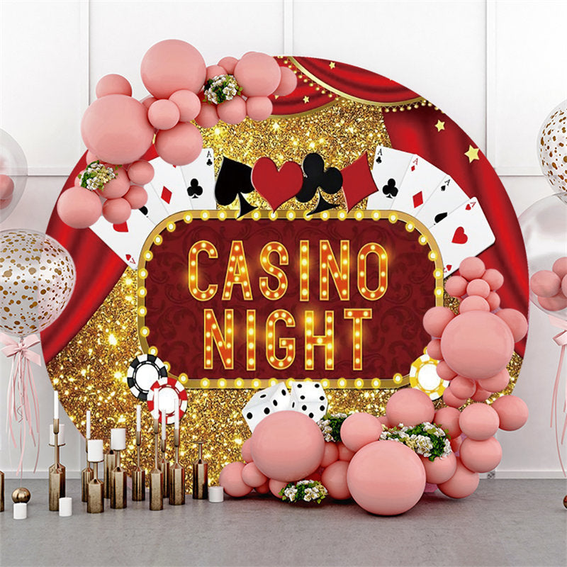 Lofaris Casino Night Glitter Golden And Red Circle Backdrop