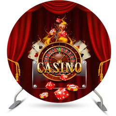 Lofaris Casino Night Red Card Flame Birthday Round Backdrop