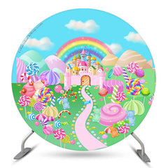 Lofaris Castle Rainbow Lollipop Round Backdrop For Party