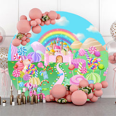 Lofaris Castle Rainbow Lollipop Round Backdrop For Party