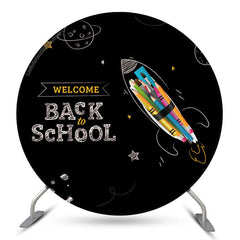 Lofaris Chalk Drawing Round Back to School Backdrop Cover