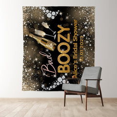 Lofaris Champagne Bad Boozy Gold Glitter Backdrop for Party